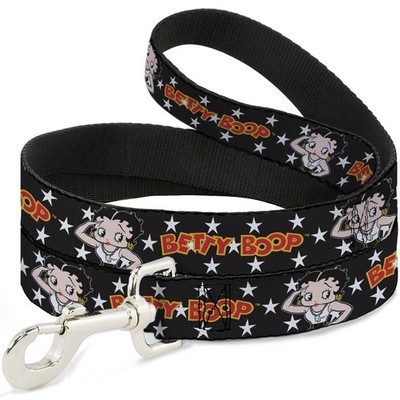 Dog Leash 6-FEET BETTY BOOP Salute Pose and Text Stars Black/White/Y (US IMPORT)