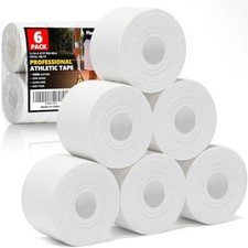 Professional 6 Pack White Athletic Sports Tape - 1.5 Inch  30 Feet per Roll..
