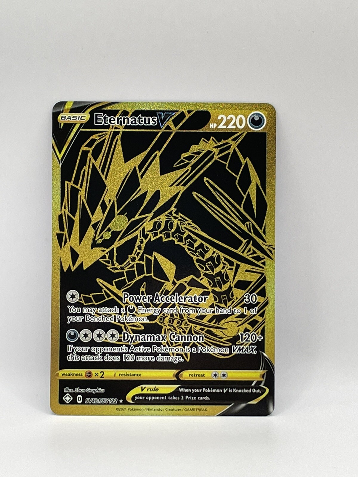 Eternatus V SV121/SV122 GOLD SECRET RARE Pokémon TCG Shining Fates MINT JL