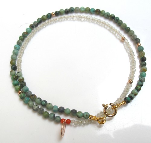 turquoise gem 14K gold bead beads bracelet coin coral quartz rose men women new - Picture 8 of 9