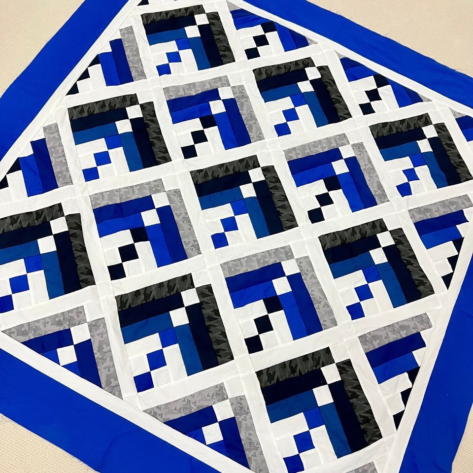 Handmade Original Teardrop Log Cabin Quilt Top 47x47" PiecedBABY/BED/Wall Decor eBay