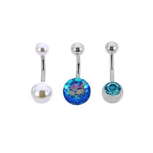 Body Jewelry Crystal Mermaid Belly Bananas Set in 316L Stainless Steel - Picture 1 of 1