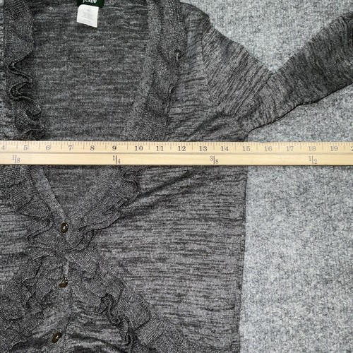 J.CREW Sweater Womens Size XS Gray Cardigan Button Ruffles Wool Alpaca Blend Y2K - Picture 5 of 9