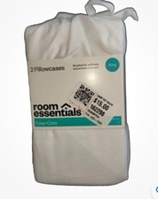 2 Pk Room Essentials King Pillow Case White Soft Wrinkle Resistant 20X40 GK 