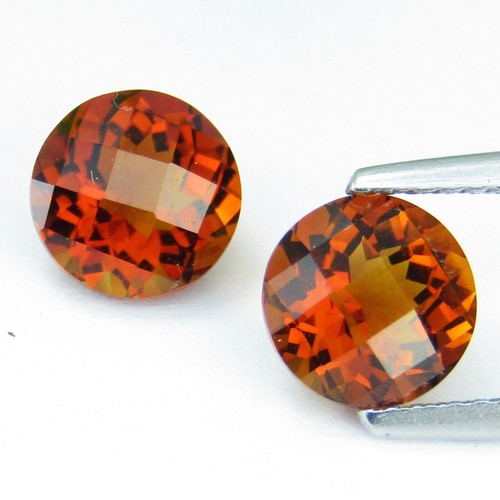 2.84Cts Ravishing Natural Citrine 7mm Round Checker Cut Matching Pair Gemstones - Picture 6 of 6