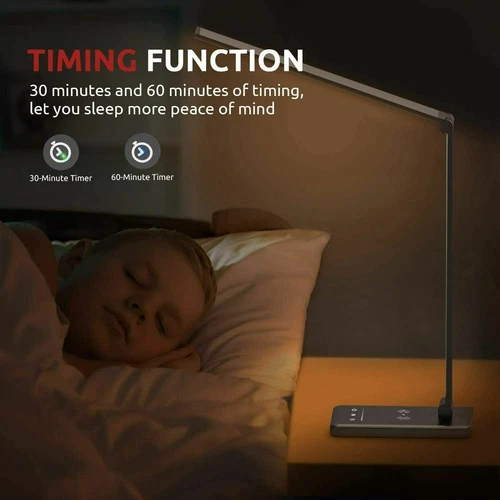 5 Level Dimmable Touch LED Table Lamp Bedside Study Reading Desk Light USB Cable - Picture 9 of 12