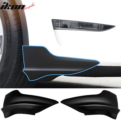 Fits 20-24 Tesla Model Y PP Front Bumper Splitters Corner Winglets - Matte Black