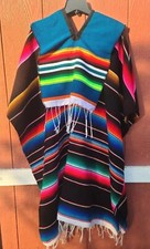 Mexican Made Serape Poncho Woven Multi Color Authentic Lot 2 Read Description 