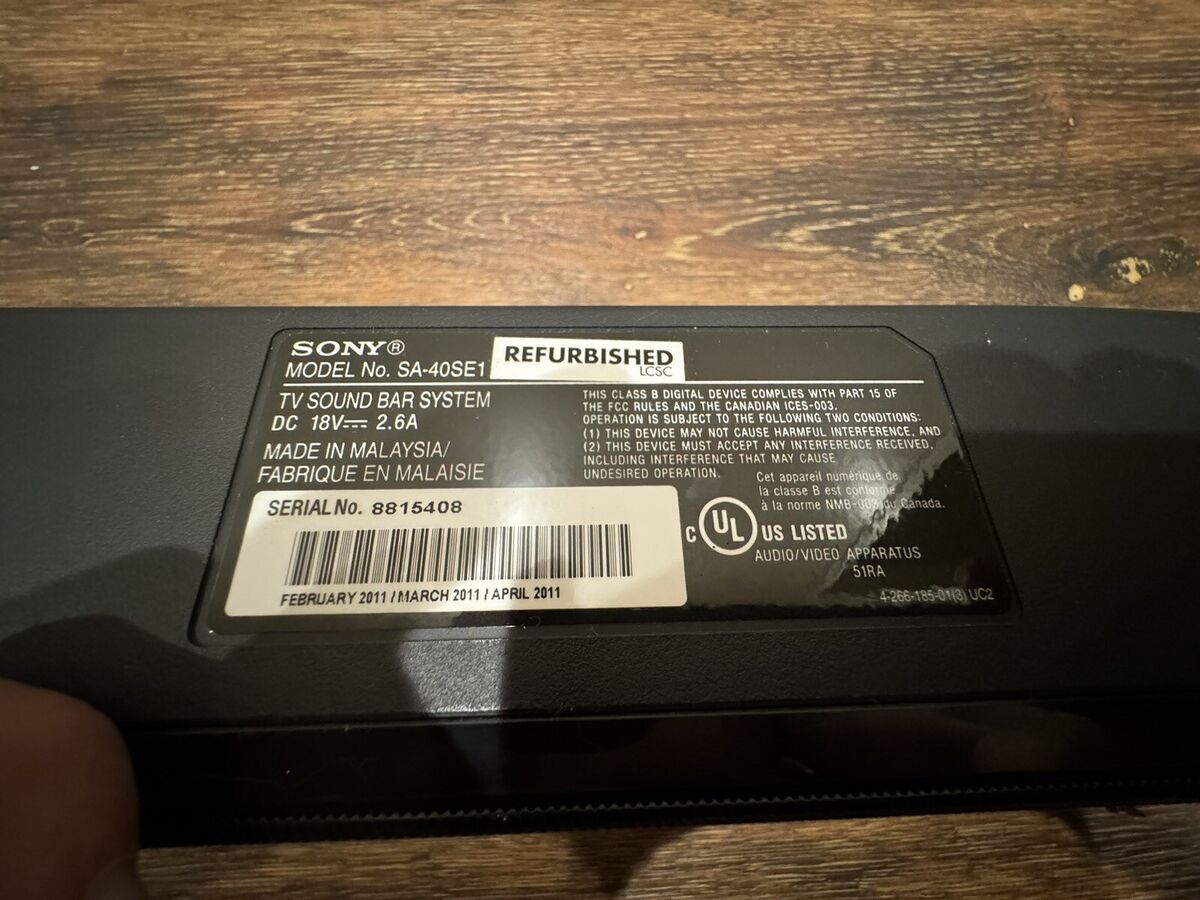Sony TV Sound Bar System Black SA-40SE1 40-Watt 37.1 Sony TV Sound Bar System Black SA-40SE1 40-Watt 37.1