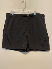 Lands End Swim Shorts Women s XL Black Belted Mesh Lined, Elastic Waist Pockets