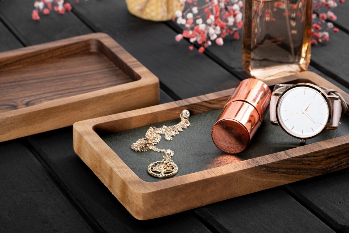 Walnut Engraved Valet Tray, Custom Catch All Tray, Handmade Edc