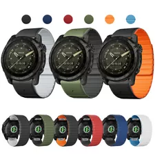 For Garmin Fenix 7/7X/6/5/3 22/26MM Quick Fit Silicone Link Magnetic Strap Band