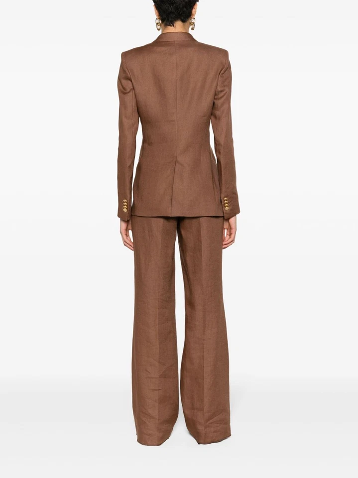 Elegante Traje Para Mujer Solapa Pico Doble Pecho Negocios Informal Pantalón Trajes Foto 4 de 4