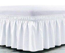 King Bed Skirt Dust Ruffle for King Size Bed Easy Fit with 15-Inch Tailored D...