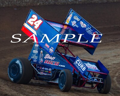 RICO ABREU #24 SHOP RICO SPRINT CAR RACING ON TRACK 8X10 GLOSSY PHOTO #2V