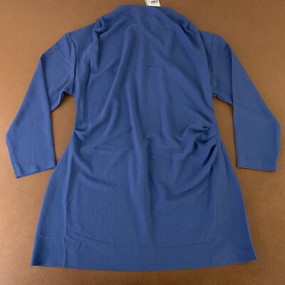 H&M Women's Size XL Pigeon Blue Crepe Long Sleeve Draped Sheath Dress NWT