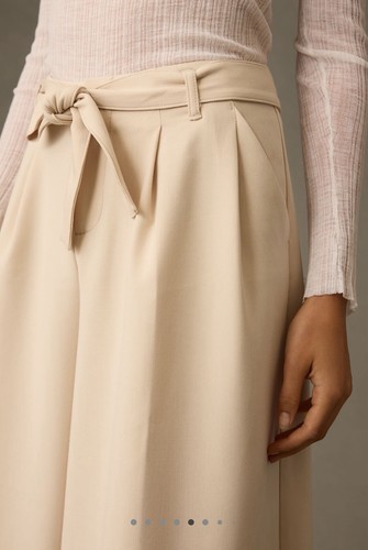 Anthropologie Maeve Tie-Waist Pleated Culottes Beige Size 6 (Fits 8/10 MEDIUM) - Picture 6 of 13