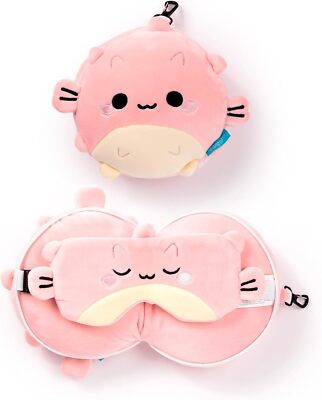 Puckator Relaxeazzz Adoramals Puff the Puffer Fish Plush Travel Pillow & Eye Mas