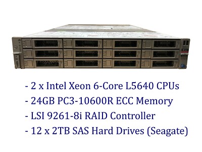 Sun Fire X4270 M2 Server 2 x Xeon 6-Core L5640 24GB ECC LSI 9261-8i 12 x 2TB SAS