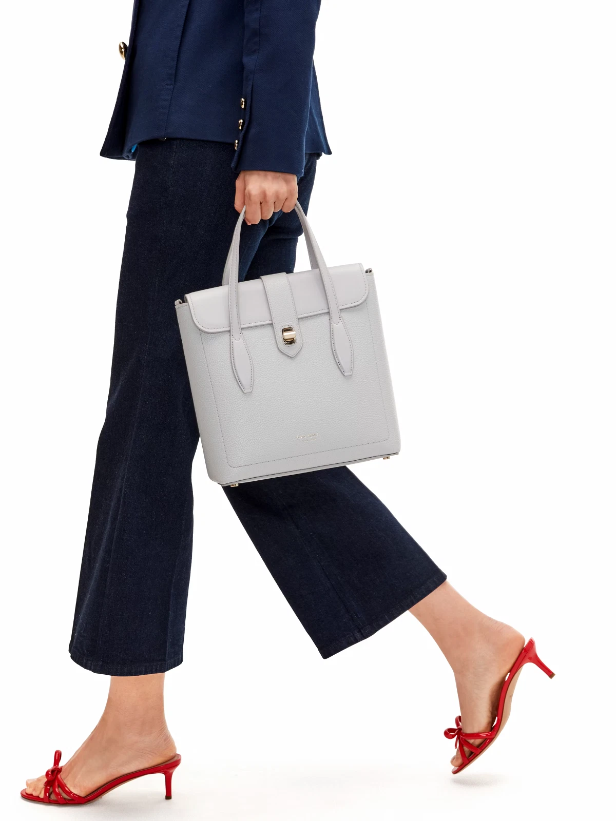 Nuova borsa Kate Spade Essential Medium North South pelle ciottoli luna polvere