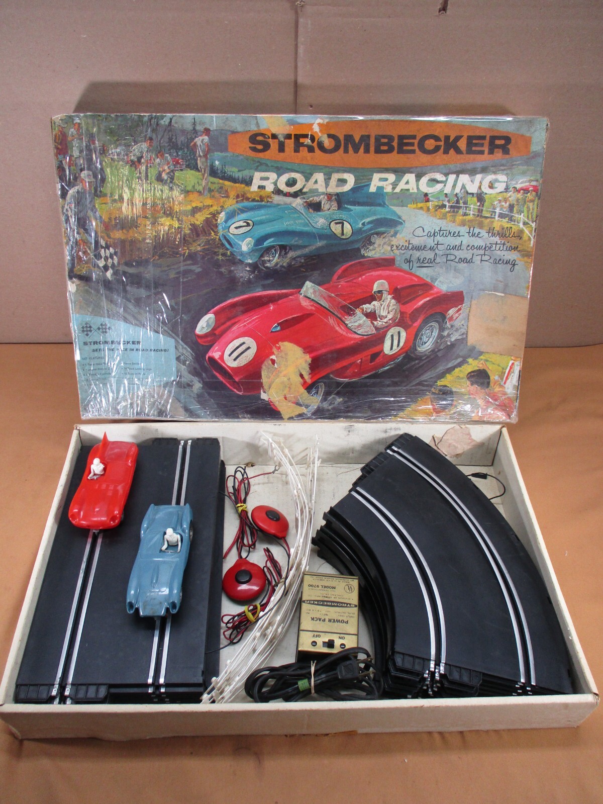 Vtg 1960's Strombecker Road Racing 132 Scale Slot Car Race 2 Cars