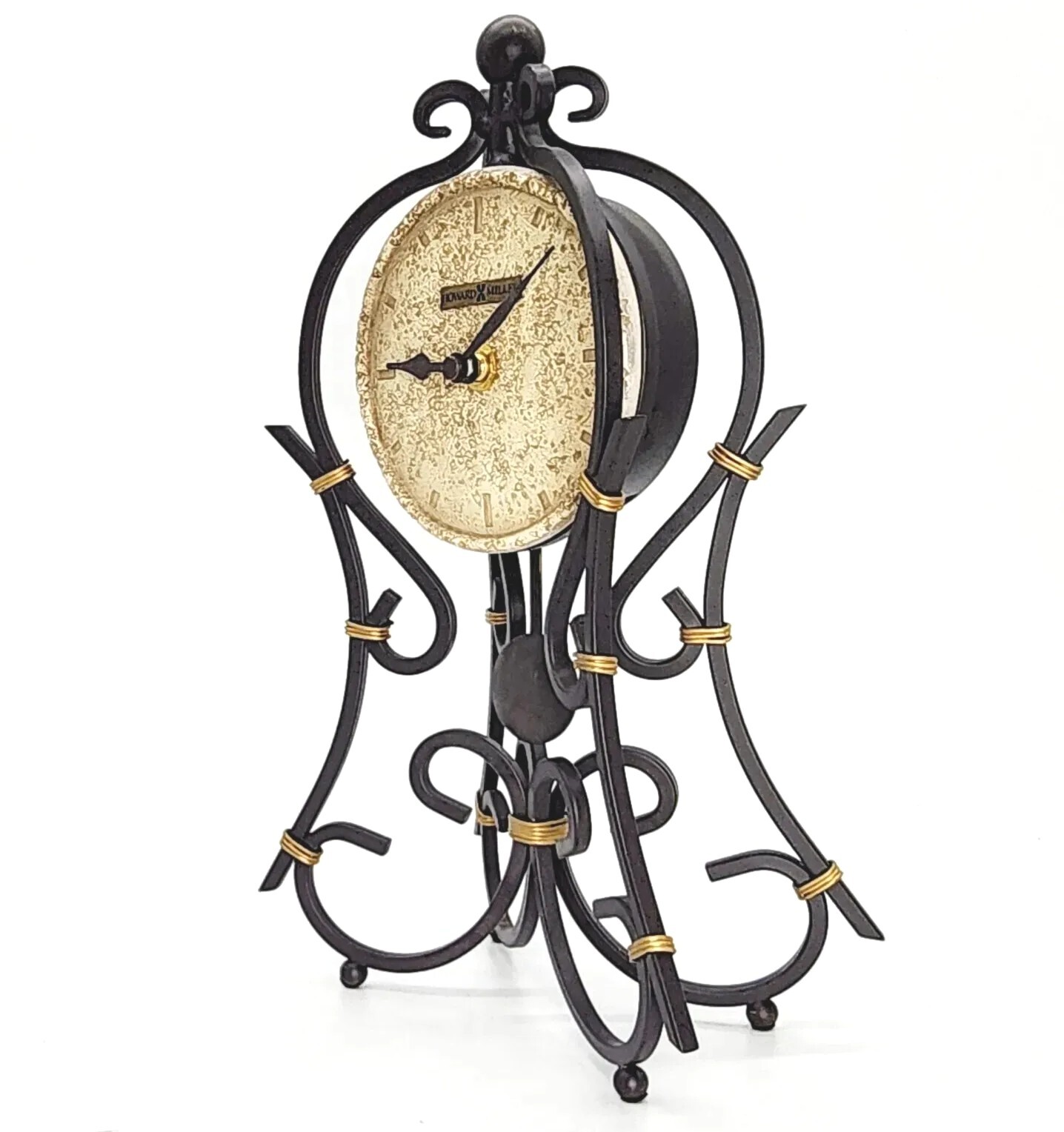 Stunning Howard Miller Vercelli Mantel Clock WroughtIron w/Gold
