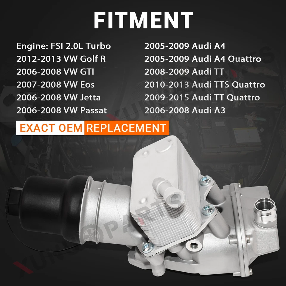 Carcasa de filtro de aceite de aluminio con enfriador de aceite para VW Jetta GTI Passat 2006-08 2,0 L Foto 3 de 4