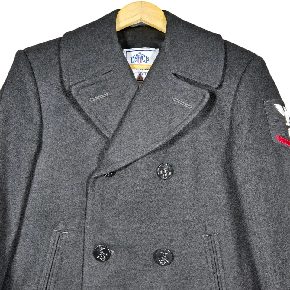 US Navy Peacoat Mens 38L Black DSCP Quarterdeck Collection Patch Sterlingwear - Image 2 of 4
