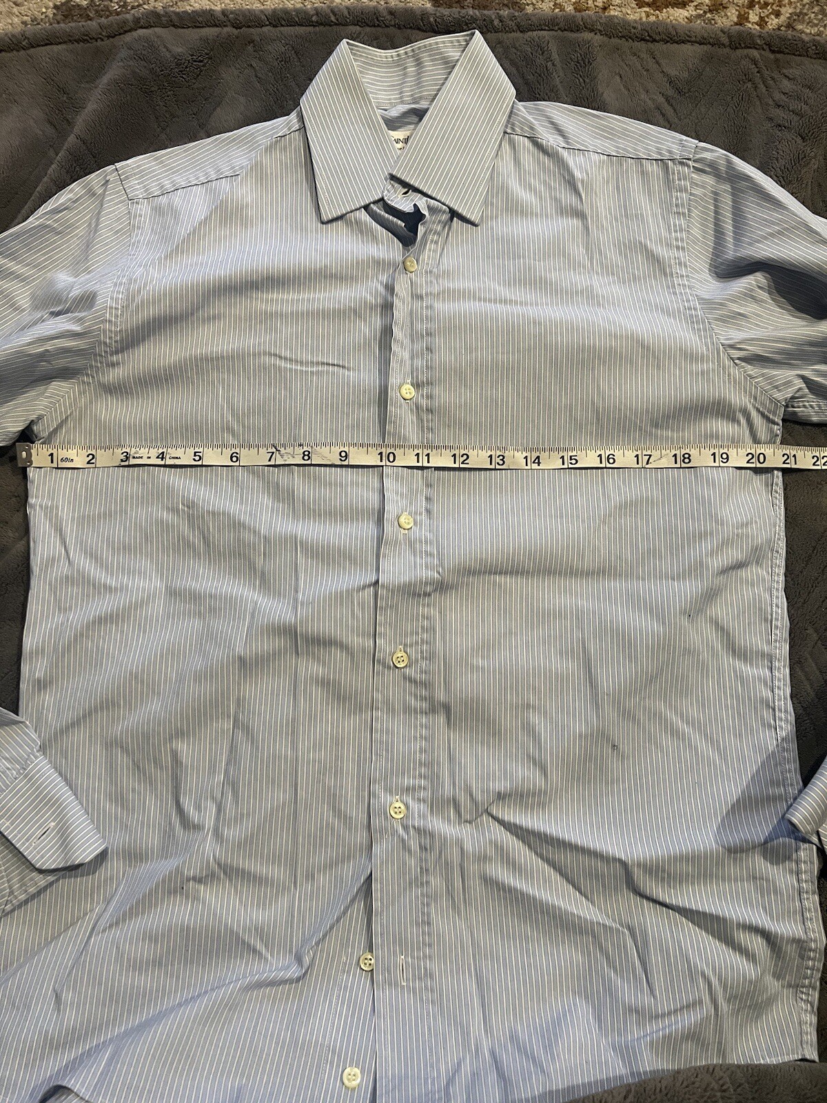 Camicia Yves Saint Laurent YSL da uomo 15 5 39 blu bianco a righe bottoni camicia abito