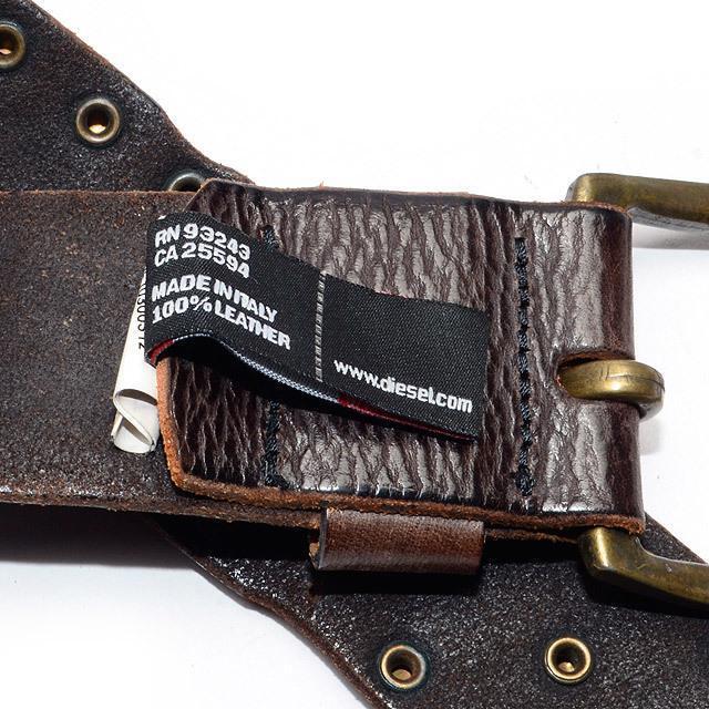 Diesel Men Vintage Design Studded Belt Genuine Leather