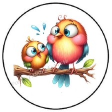 MOMMA BIRD AND BABY ON BRANCH ENVELOPE SEALS LABELS STICKERS PARTY FAVORS