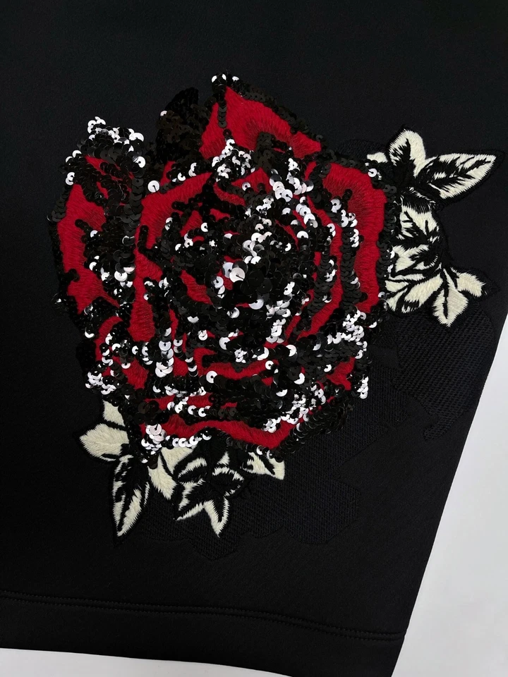 Falda lápiz Blumarine negra con rosa para mujer talla 42/6 US/10 UK/S Foto 2 de 4