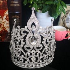 18.5cm Tall Crystal Huge Tiara Crown Wedding Bridal Queen Princess For Women