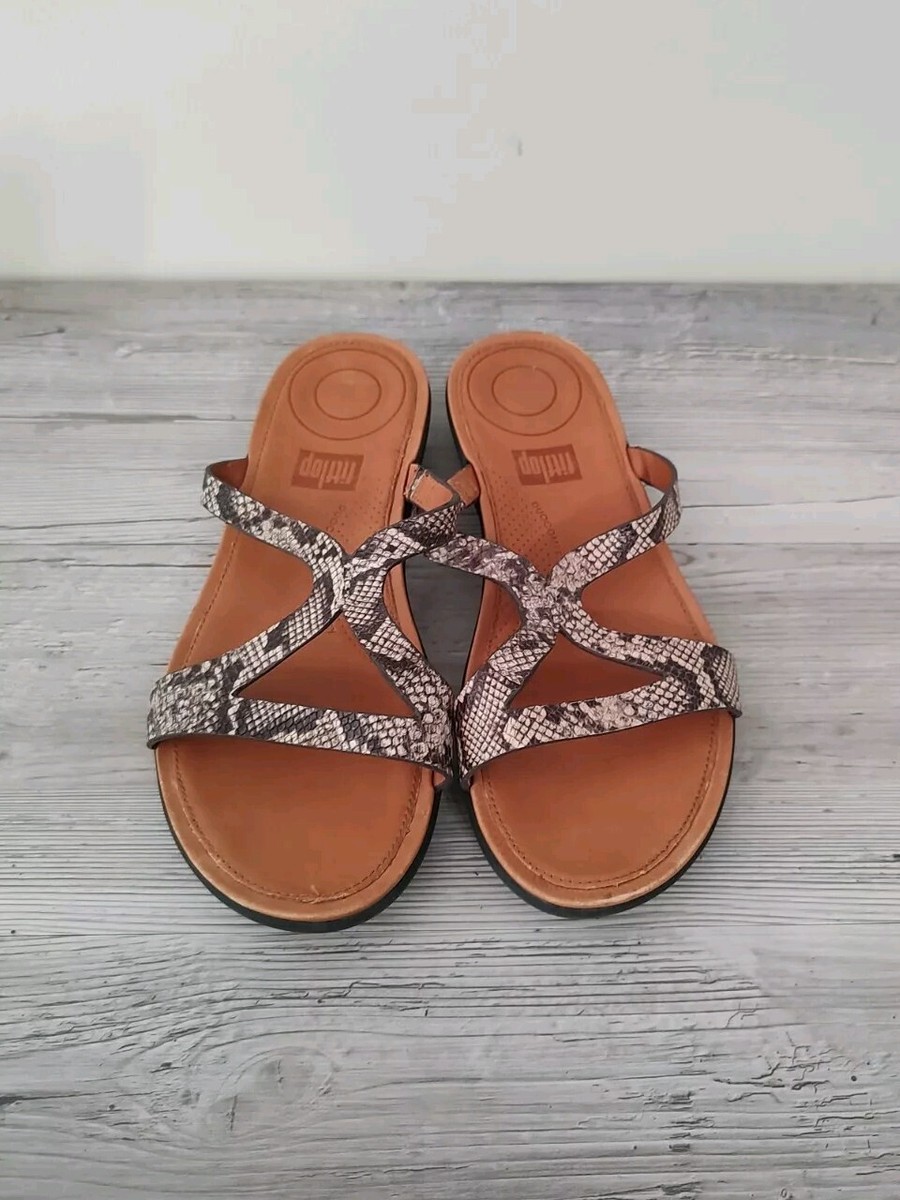Fitflop Womens Strata Slide Snake Effect Leather Sandals, Taupe Snake, US 6  | eBay