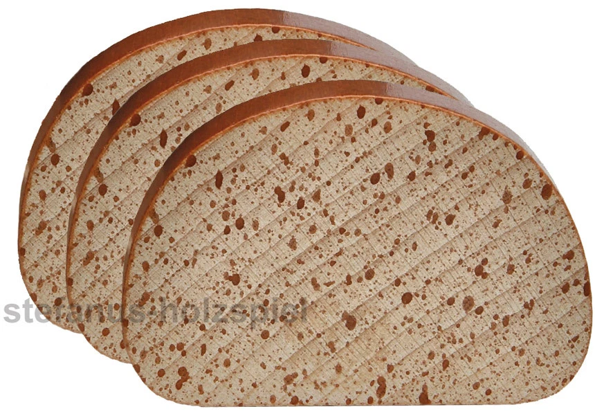 3 Stück: Brotscheibe/ Scheibe Brot (aus Holz) für Kaufladen. Erzi 13000 * Neu