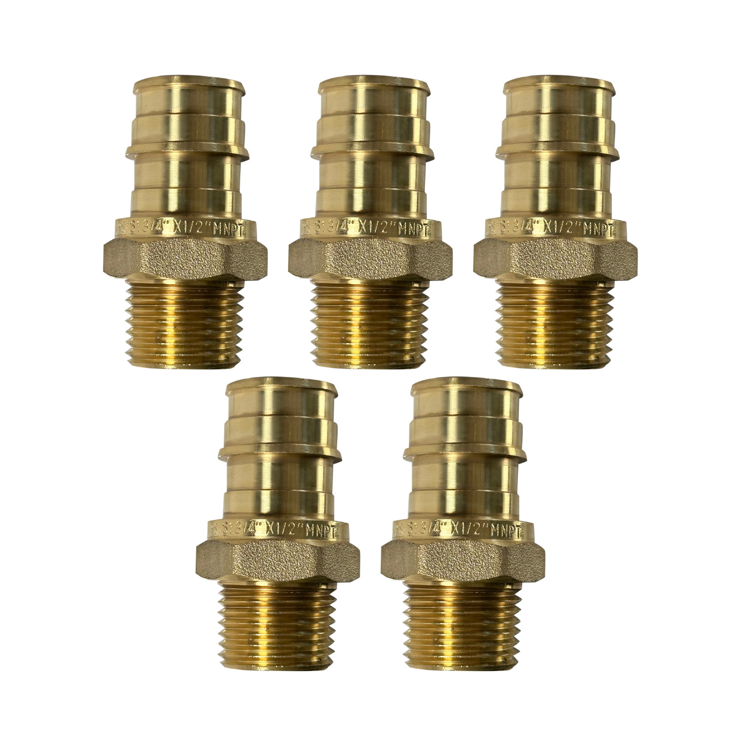 5 Pack XFITTING 3/4" Pex A x 1/2" Male Adapter, F1960 Expansion Male
