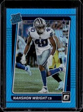 2021 Panini Donruss Optic Nahshon Wright Aqua Rookie RC #/299 Cowboys