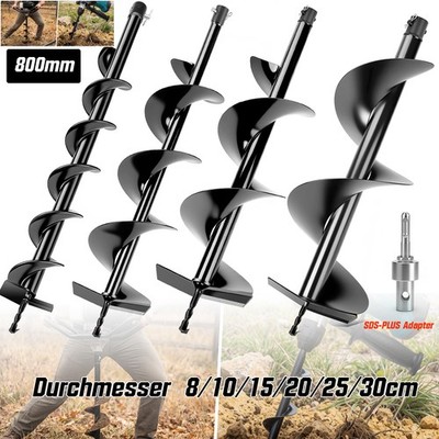 80cm Erdbohrer  80-200mm mit SDS Plus Adapter Erdlochbohrer für Brunnenbohrer 