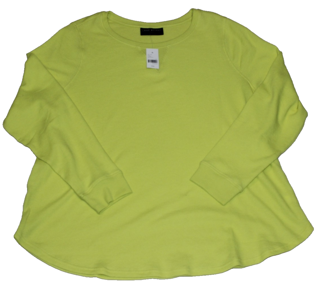 NWT Lane Bryant Women's Activewear Top Size 14/16 Green Waffle Weave Long Sleeve