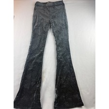 Altar'd State Velvet Flare Bell Bottom Pants Gray Wash High Rise Stretch XS