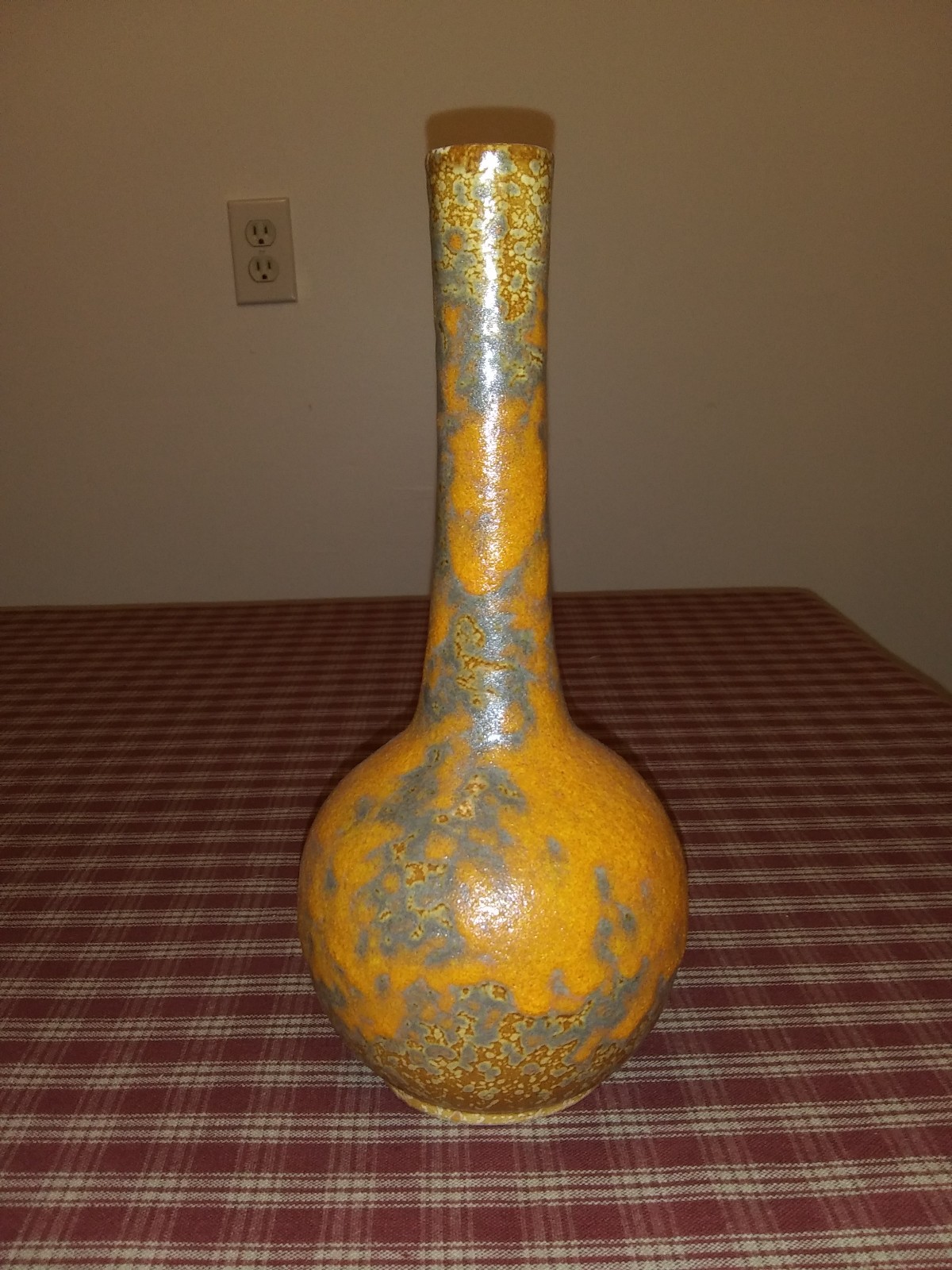 Vintage Royal Haeger Sunset Orange Peel Lava Glaze Pottery Vase 10"
