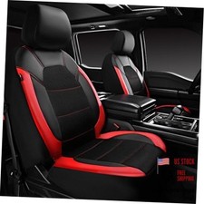 Leather Car Seat Coverss Only With Air Mesh Covers Front Seat Black Red
