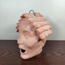 Carruth Style Terracotta Man&rsquo;s Head 7&rdquo; Birdhouse - MISSING BIRD STAND ON CHIN