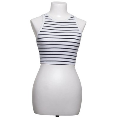 Zara, Tank­top, Größe: M, Weiß/Schwarz, Streifen, Rippenstrick, Damen #TJm