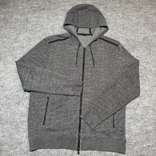 John Varvatos USA Full Zip Hoodie Sweatshirt Gray Men  s Size Large Pockets