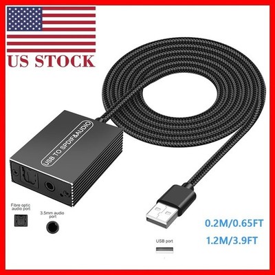 USB to Optical SPDIF Toslink & 3.5mm Jack Audio Adapter Converter for TV, PS5,PC