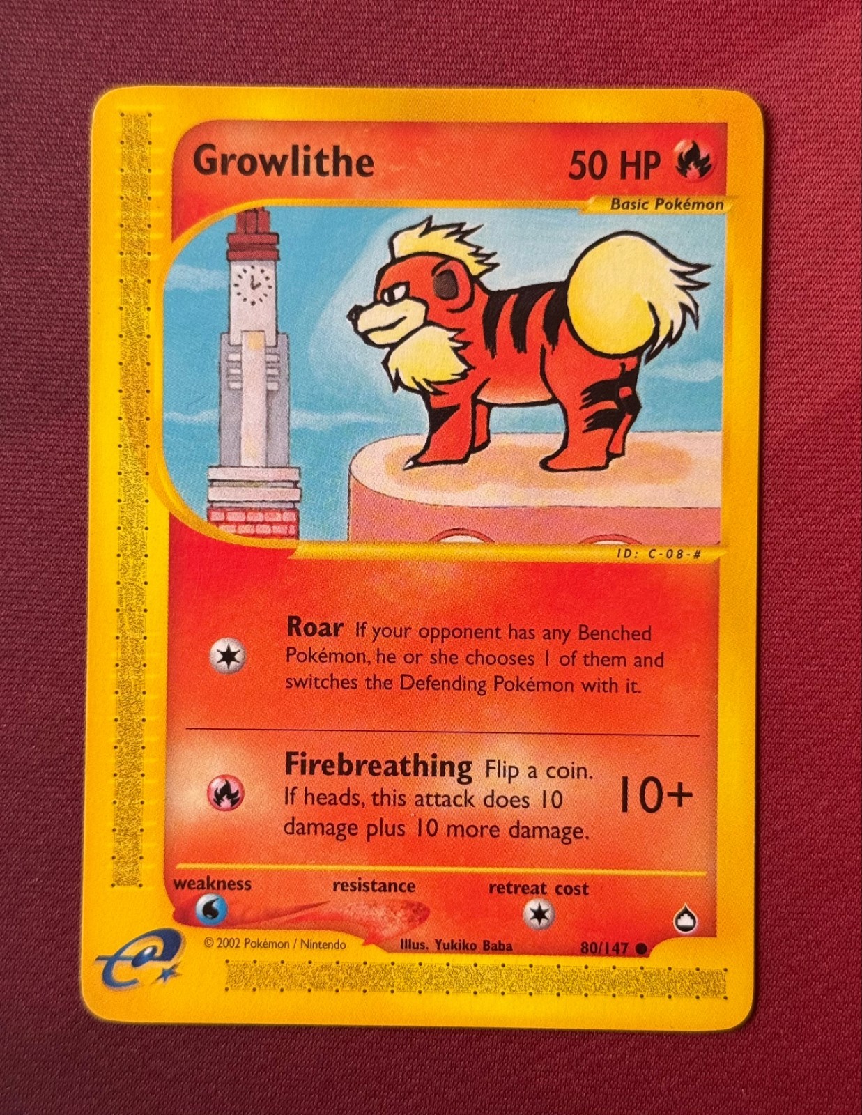 GROWLITHE 80/147 Aquapolis non-holo E-READER Pokemon TCG card NM+ CLEAN!