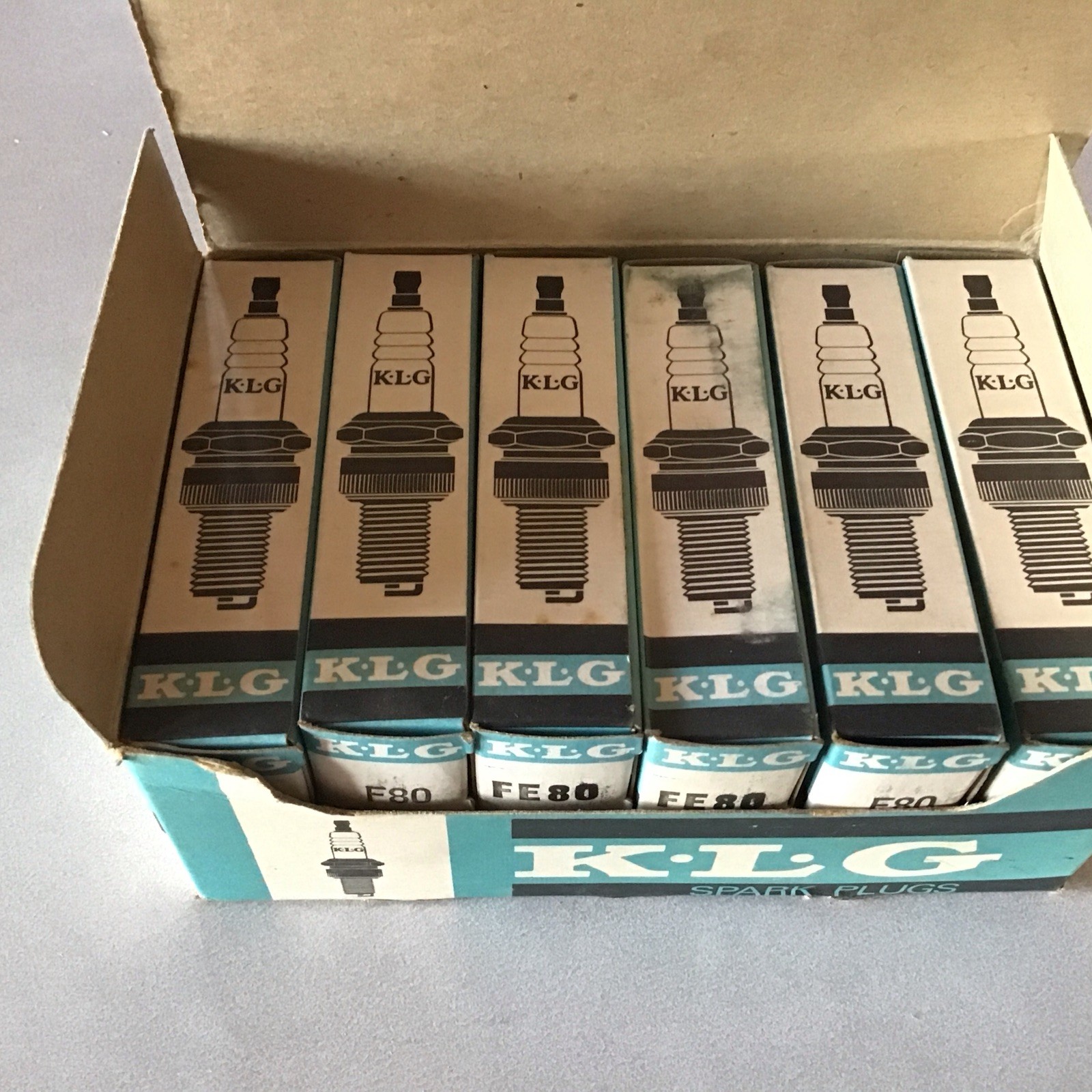  1 Box of 12 NOS KLG  F80 Spark Plugs