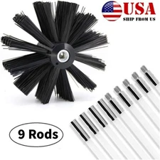 9 Rods Duct Brush Cleaning Kit Dryer Vent Cleaning Brush Lint Remover Drill Tool