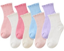 8 Pairs Women Casual Breathable Knit Cotton Soft Frilly Ruffle Ankle Boot Socks